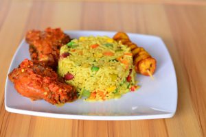 fried rice with chicken wings